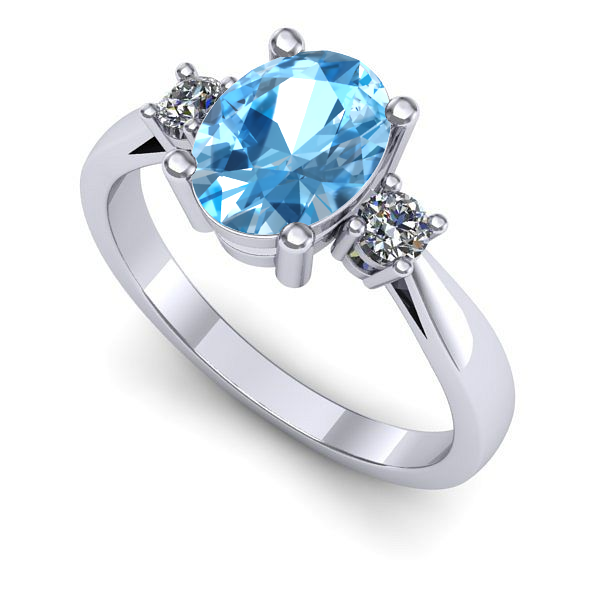 Inel din aur alb cu topaz blue