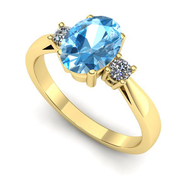 Inel logodna din aur galben cu topaz blue