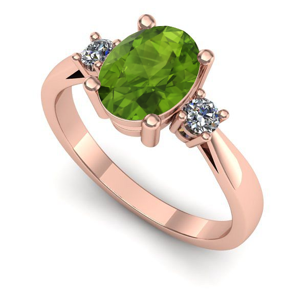 Inel de logodna din aur roz cu peridot