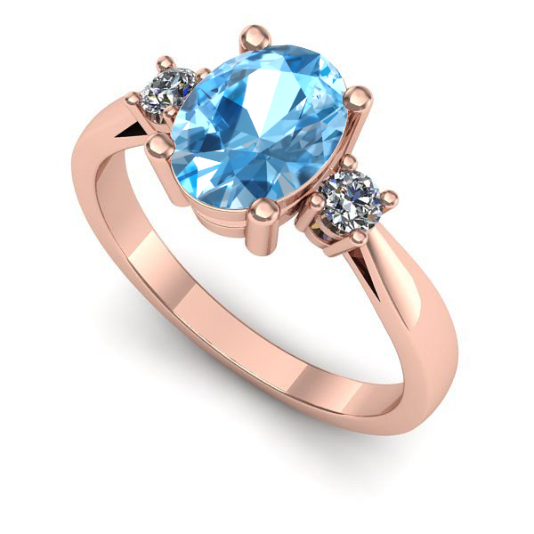 Inel de logodna din aur roz cu topaz blue