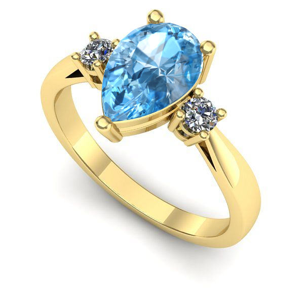 Inel din aur galben cu topaz blue