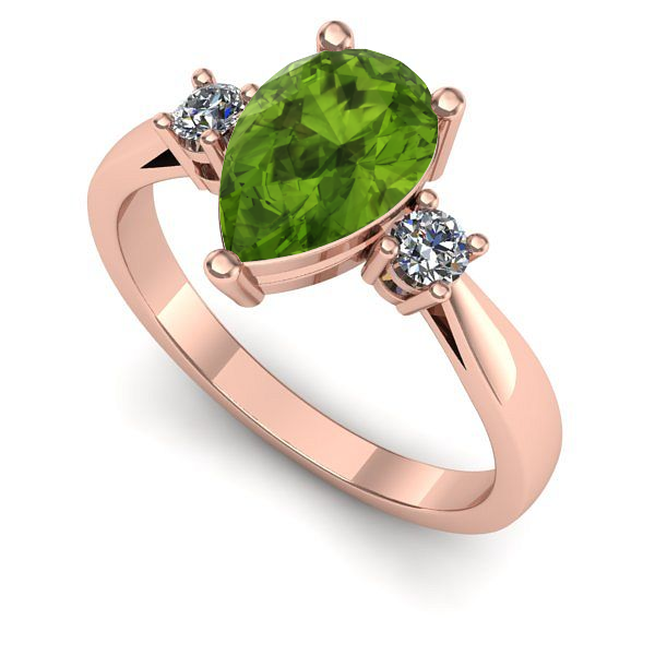 Inel logodna din aur roz cu peridot