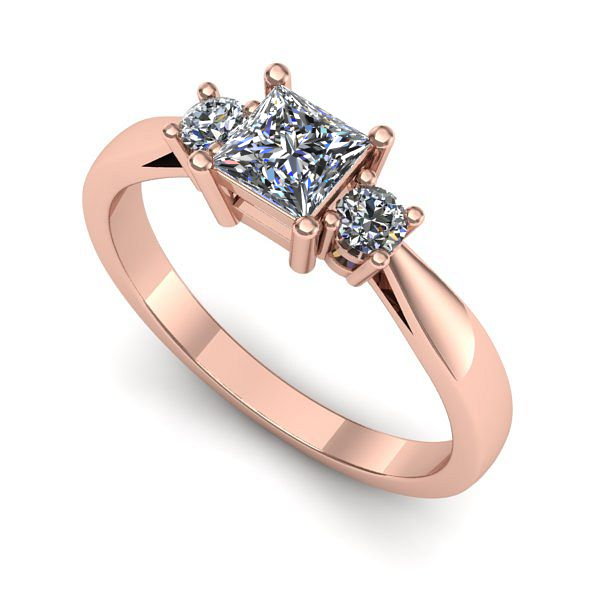 Inel logodna din aur roz cu diamant