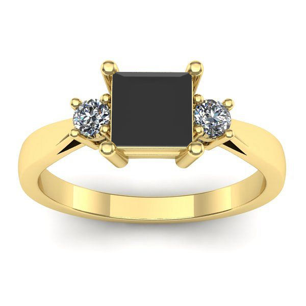Inel cu diamant negru patrat