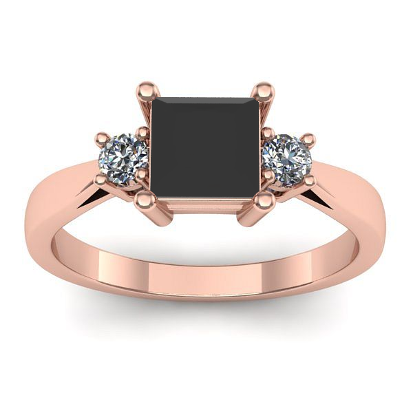 Inel cu diamant negru patrat