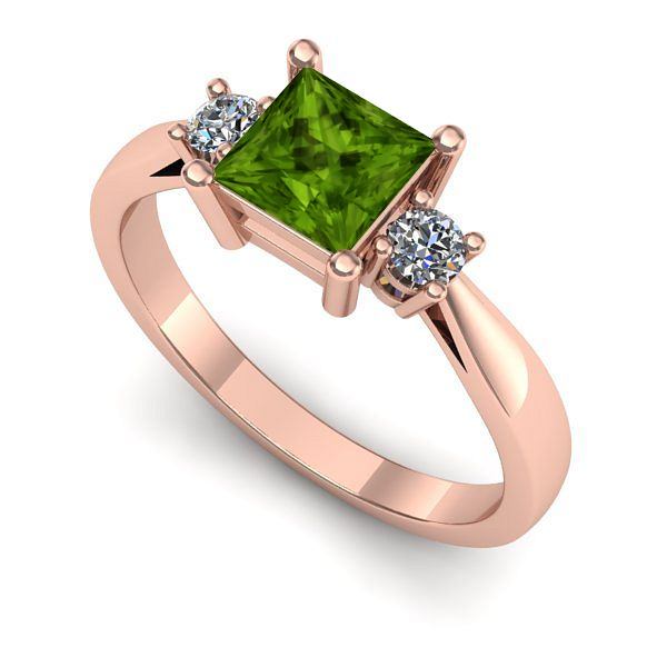Inel din aur roz cu peridot