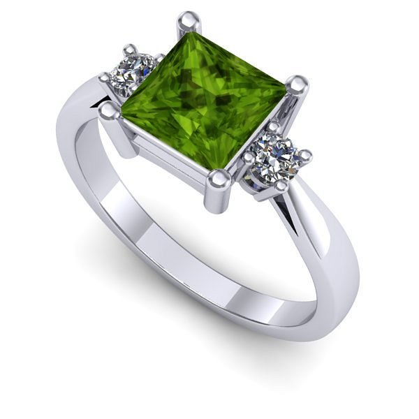 Inel din aur alb cu peridot