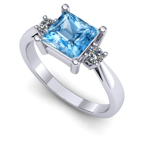 Inel de logodna din aur alb cu topaz blue