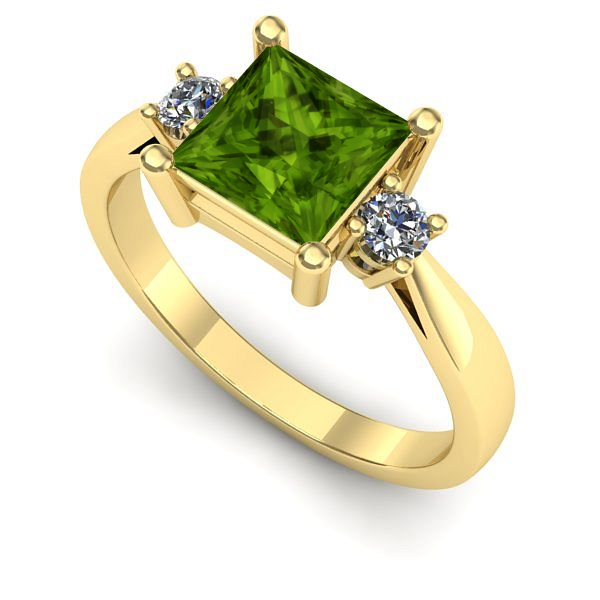 Inel logodna din aur galben cu peridot