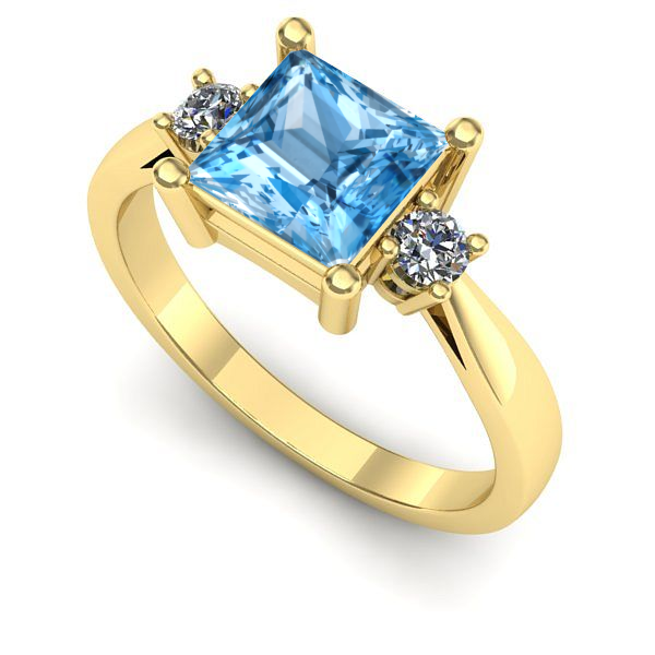 Inel din aur galben cu topaz blue
