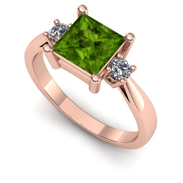 Inel de logodna din aur roz cu peridot