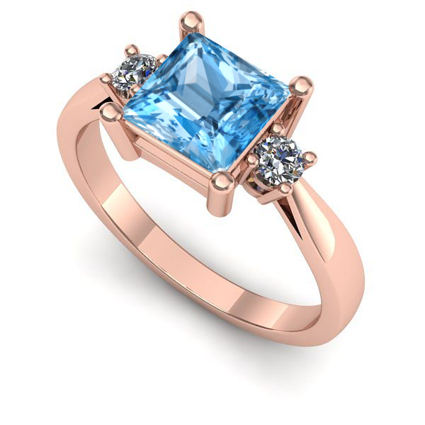 Inel din aur roz cu topaz blue