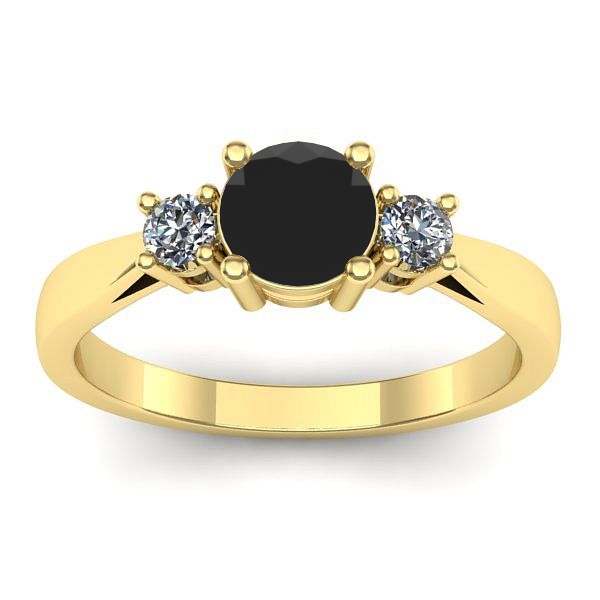 Inel de logodna cu diamant negru rotund