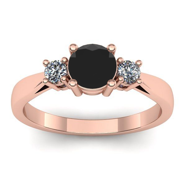 Inel de logodna cu diamant negru rotund