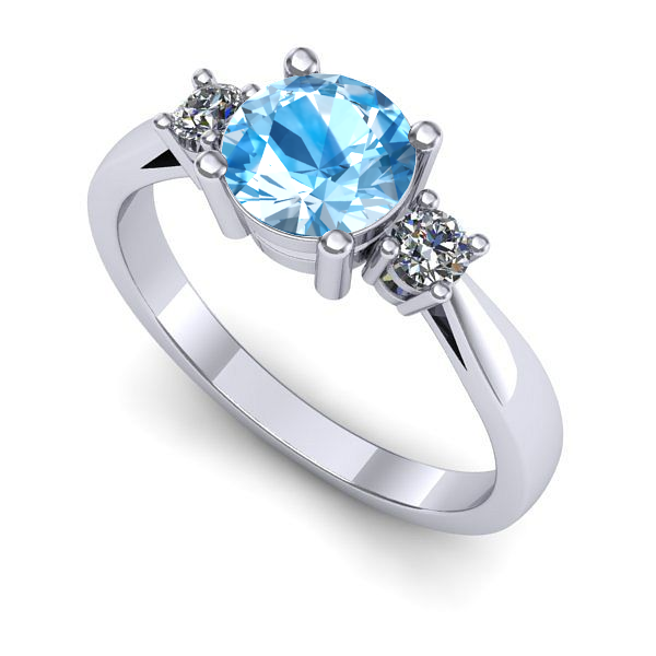 Inel din aur alb cu topaz blue