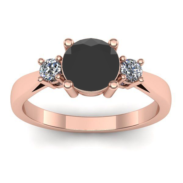 Inel de logodna cu diamant negru rotund