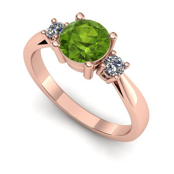 Inel logodna din aur roz cu peridot