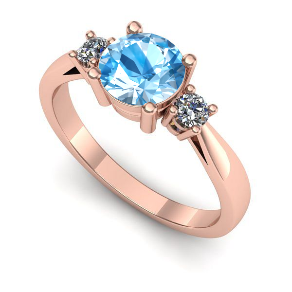 Inel din aur roz cu topaz blue