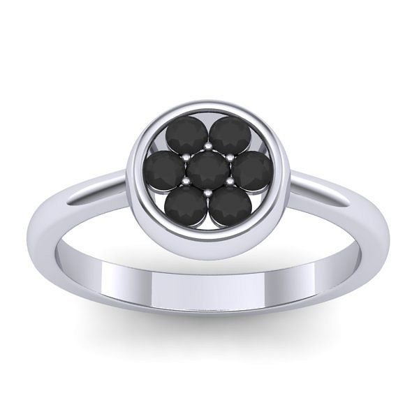 Inel de logodna cu diamant negru rotund