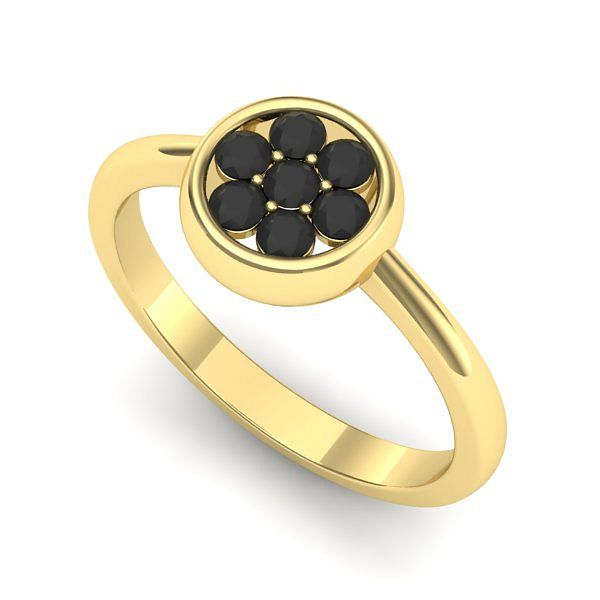 Inel din aur galben cu diamant negru