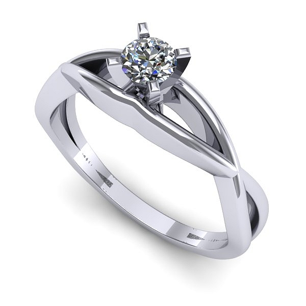 Inel de logodna din aur alb cu diamant