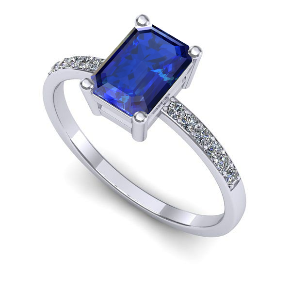 Inel din aur alb cu safir