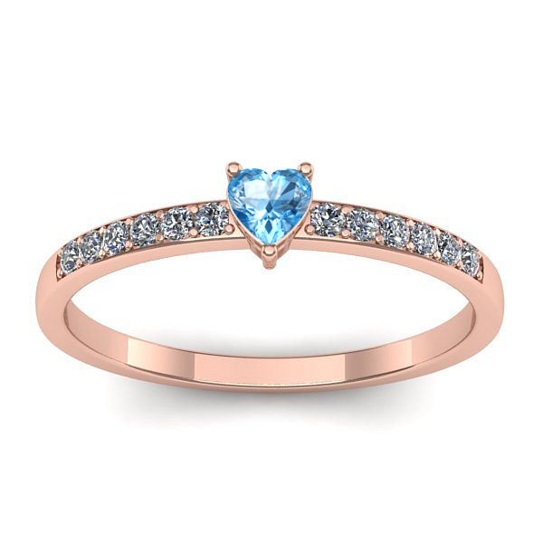 Inel cu topaz blue inima