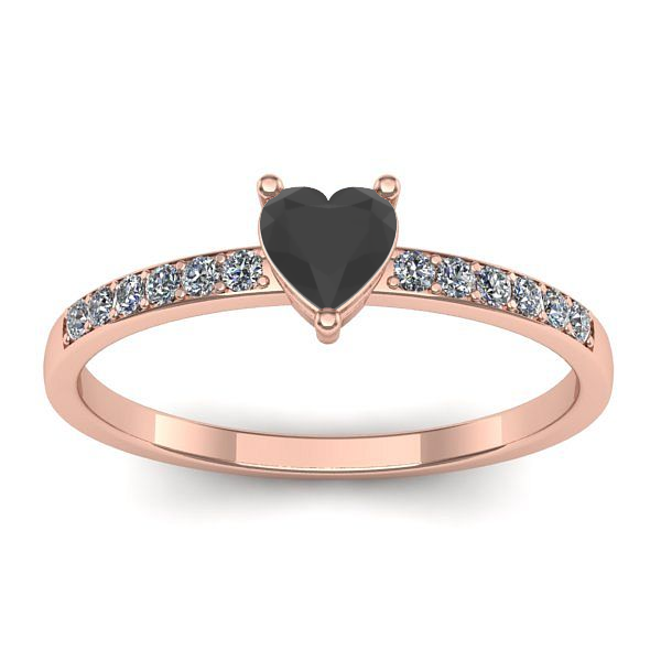 Inel logodna cu diamant negru inima