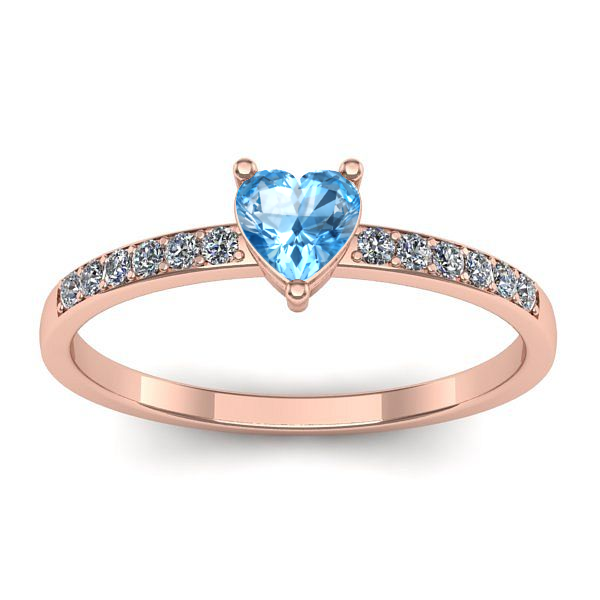 Inel cu topaz blue inima