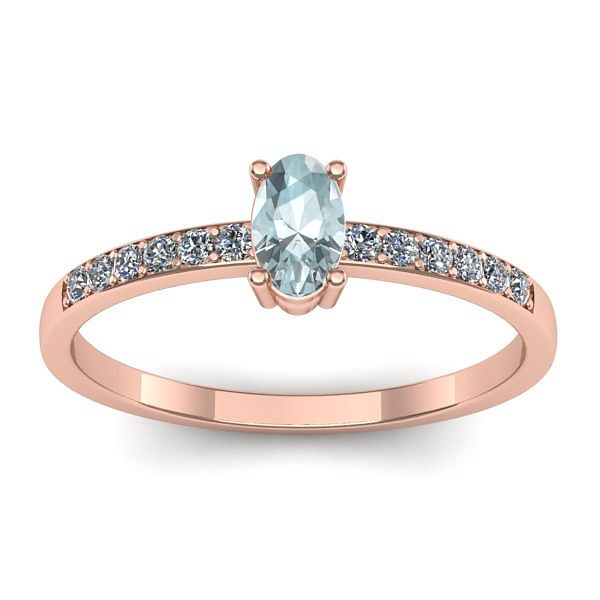 Inel cu aquamarin oval
