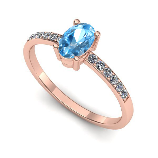 Inel de logodna din aur roz cu topaz blue