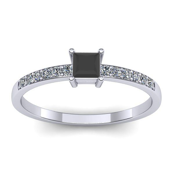 Inel cu diamant negru patrat