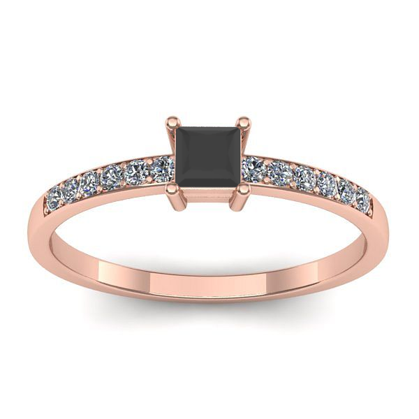 Inel cu diamant negru patrat