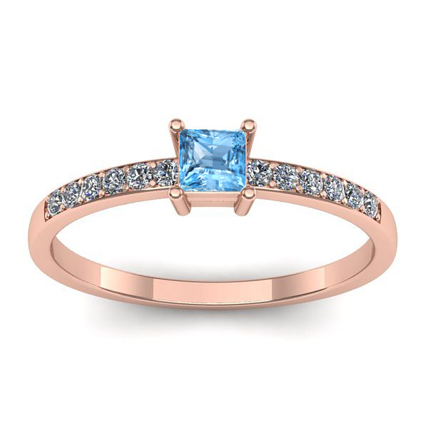 Inel logodna cu topaz blue patrat