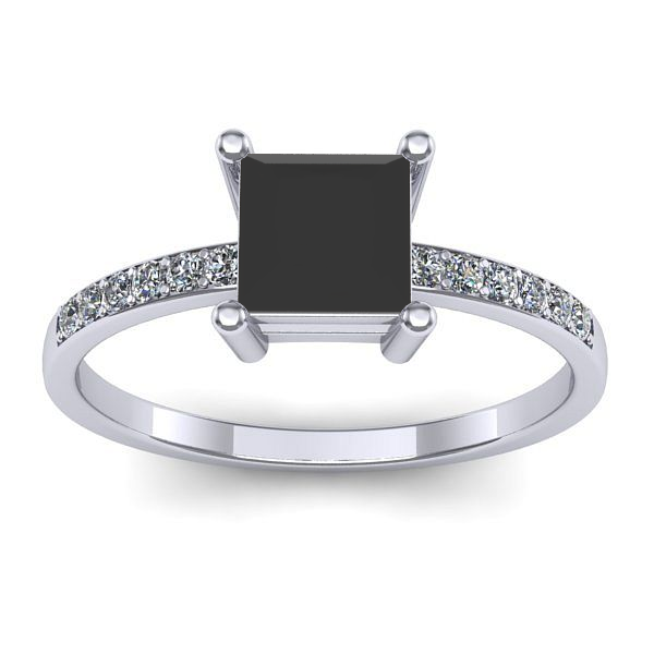 Inel cu diamant negru patrat