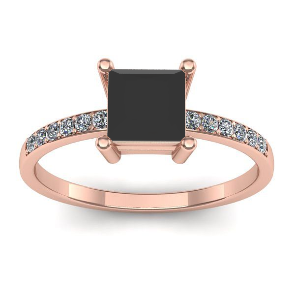 Inel de logodna cu diamant negru patrat