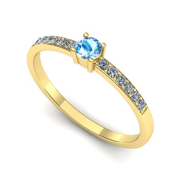 Inel de logodna din aur galben cu topaz blue