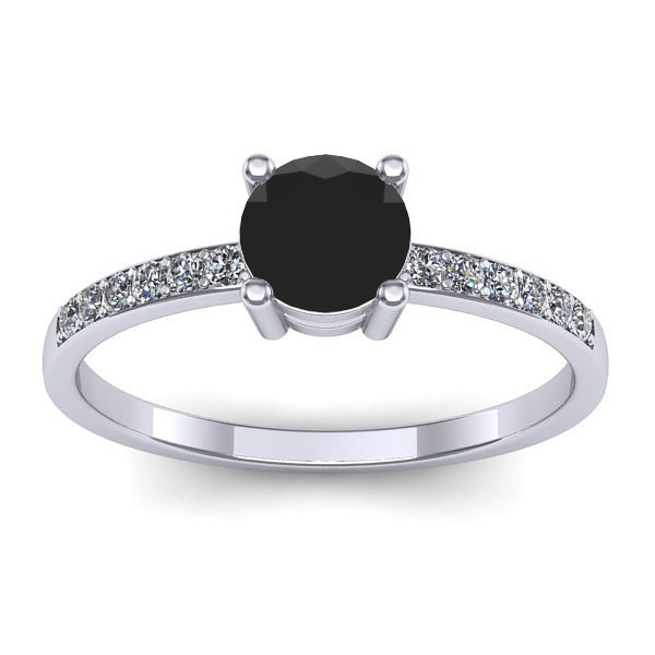 Inel cu diamant negru rotund