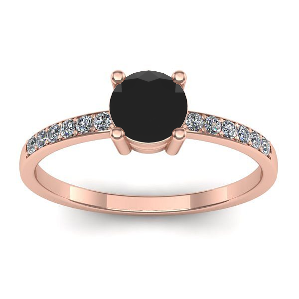 Inel de logodna cu diamant negru rotund
