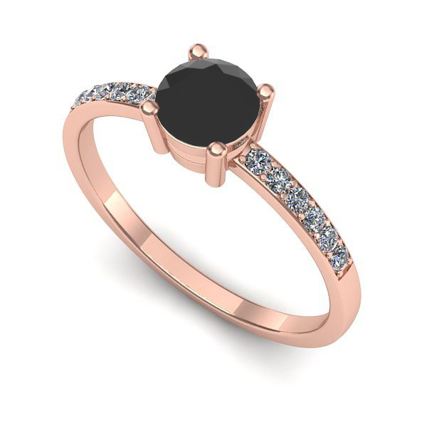 Inel logodna din aur roz cu diamant negru