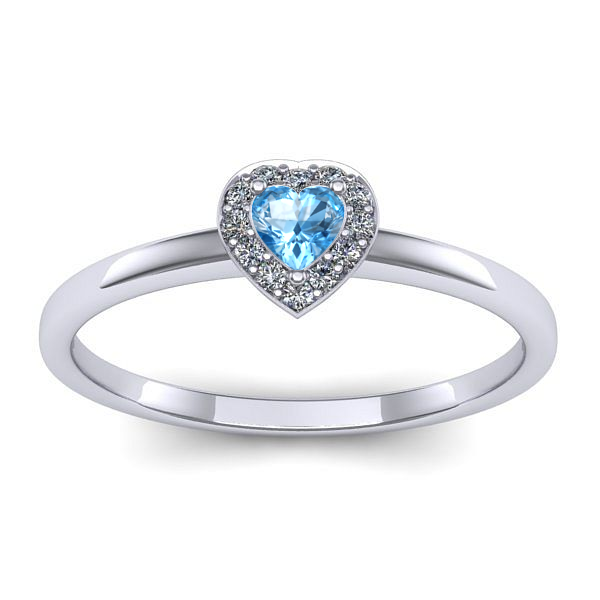 Inel cu topaz blue inima