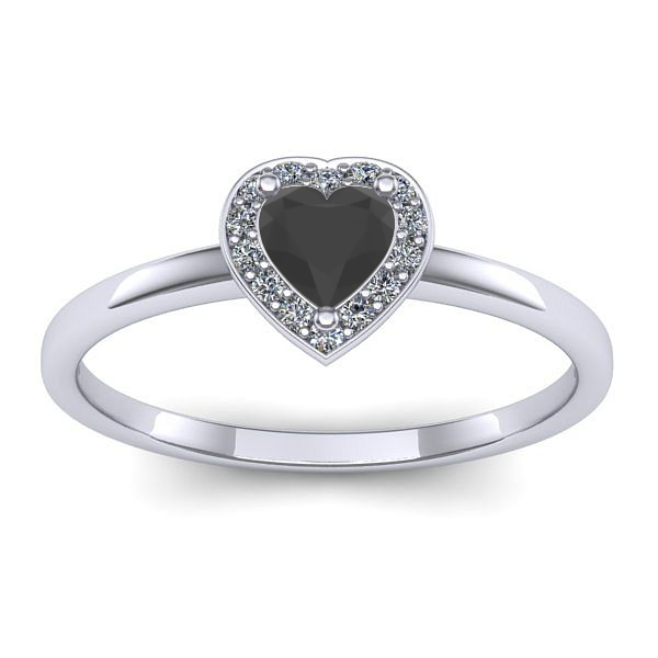 Inel de logodna cu diamant negru inima