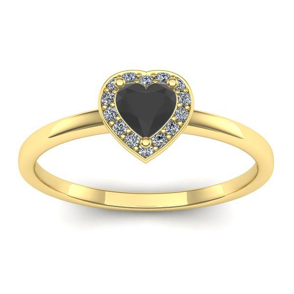 Inel de logodna cu diamant negru inima