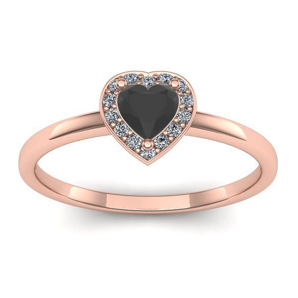 Inel logodna cu diamant negru inima