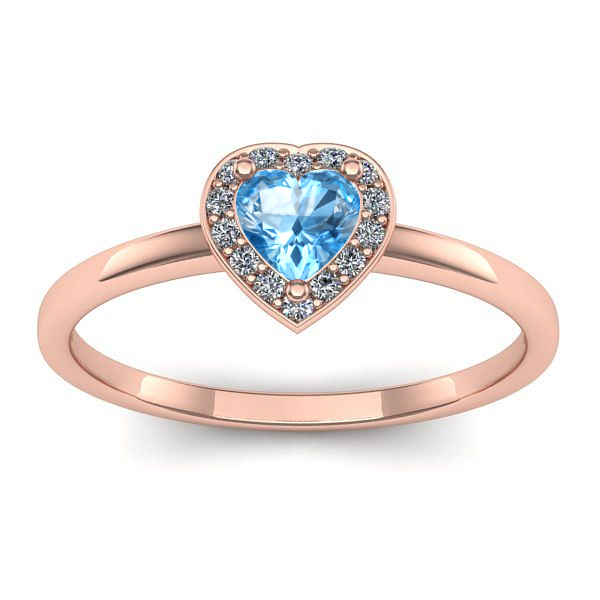 Inel cu topaz blue inima