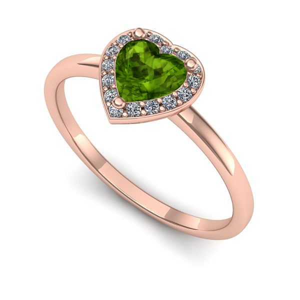 Inel de logodna din aur roz cu peridot