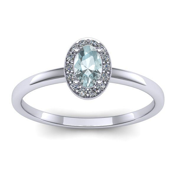 Inel logodna cu aquamarin oval