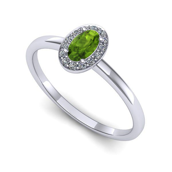 Inel de logodna din aur alb cu peridot