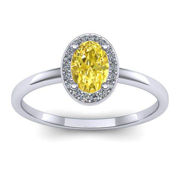 Inel cu safir galben oval