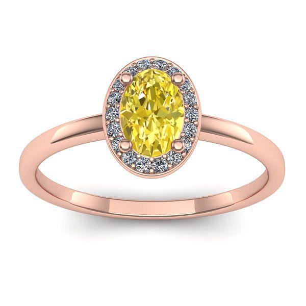 Inel cu safir galben oval